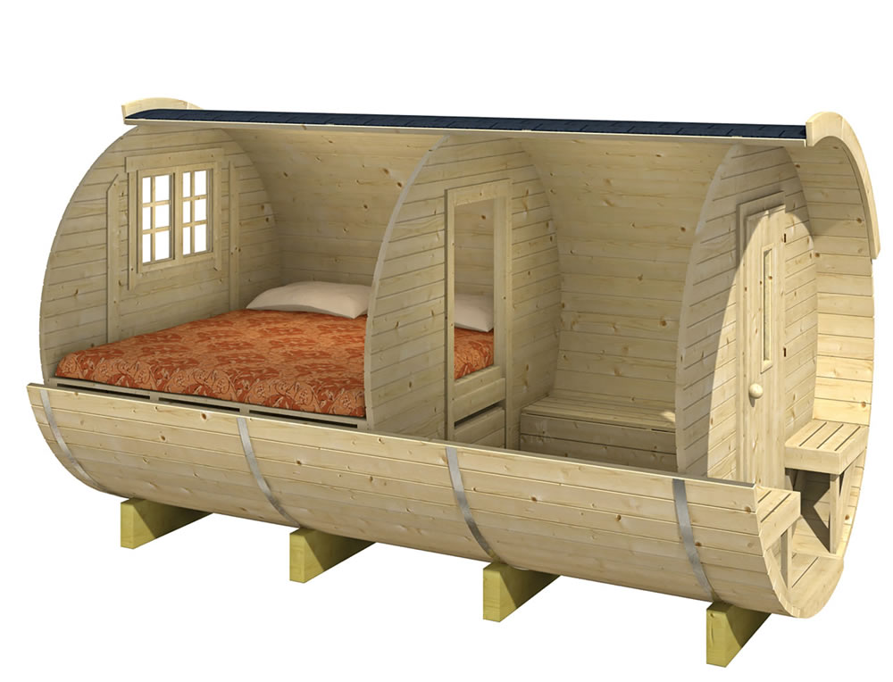 log cabin barrel camping