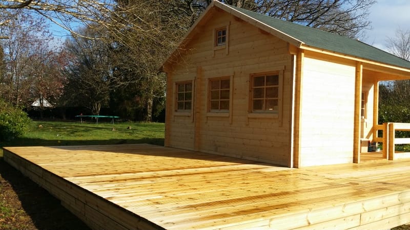 The Edelweiss log cabin and decking area now complete, finishing touches are all that is left to do