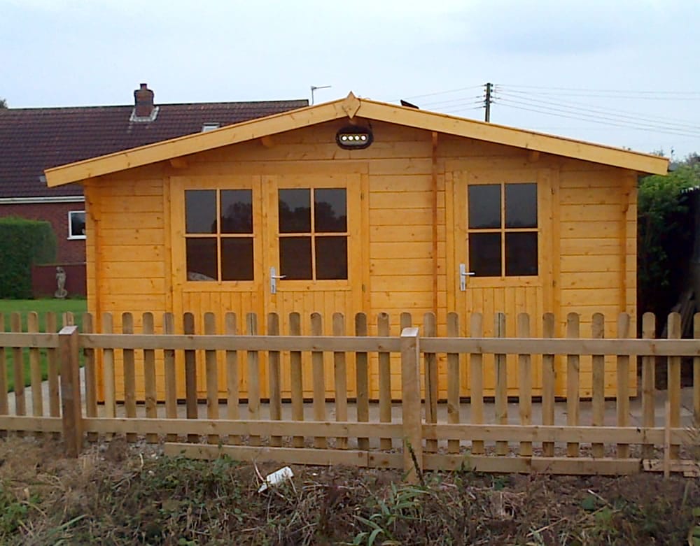 Mr W new log cabin with integral shed.