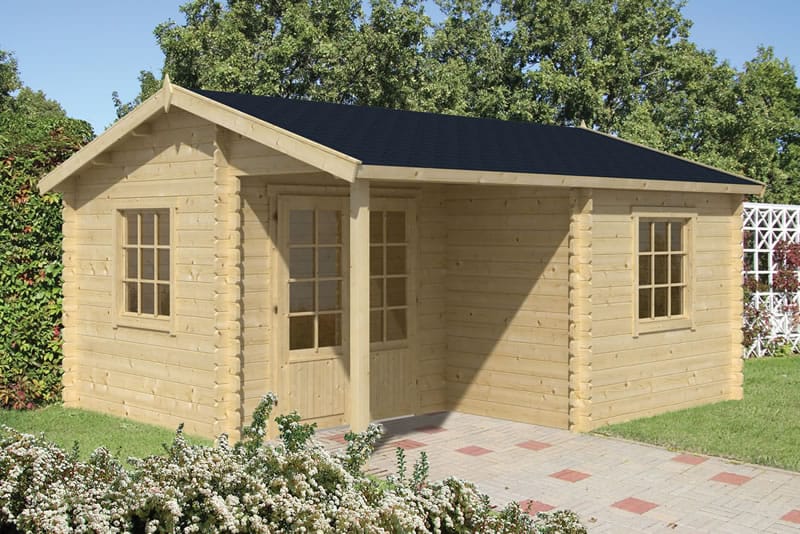 Johan log cabin in it's standard build in 34mm logs, a lovely building as it is and very practical.
