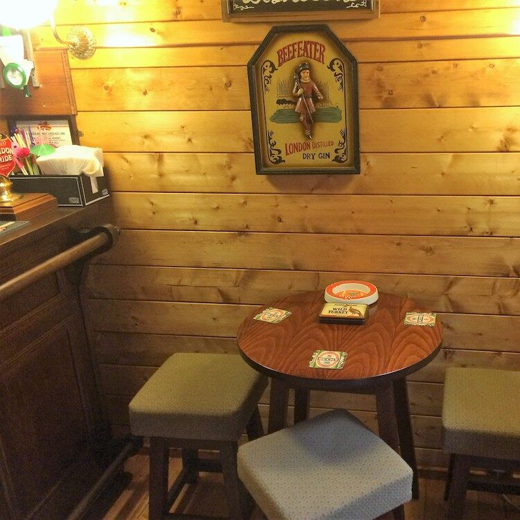 Bar stools in the Peter Log Cabin
