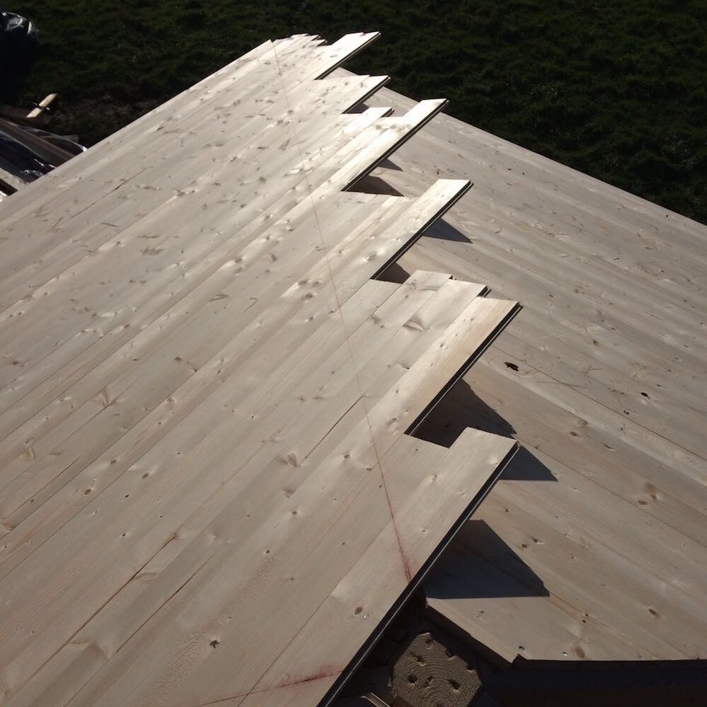 I prefer roof boards like this, they can just be nailed on and cut down to get a perfect joint on site.