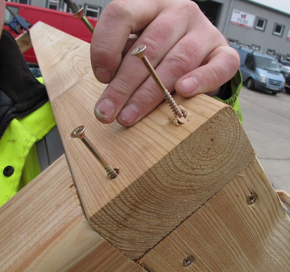 Screws into the posts through the ring beam.