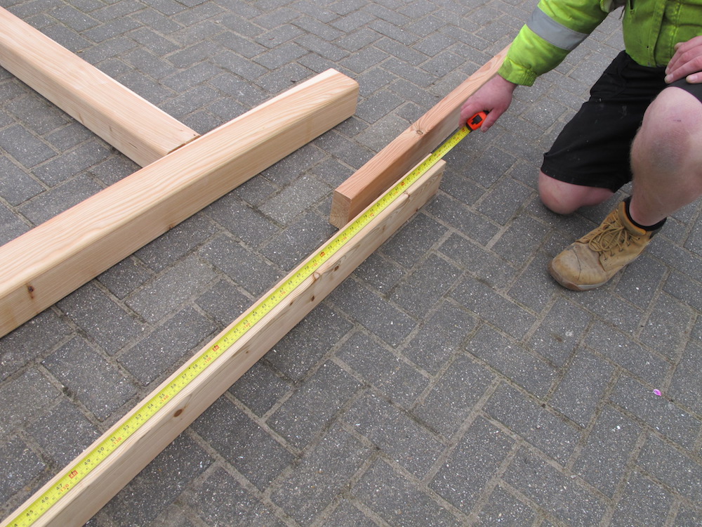 Measure the beams carefully against the plans and check they are in the right position.