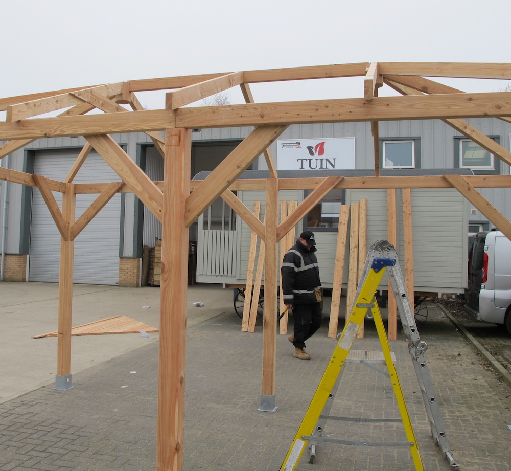 Roof structure completed ready to accept the roof boards.