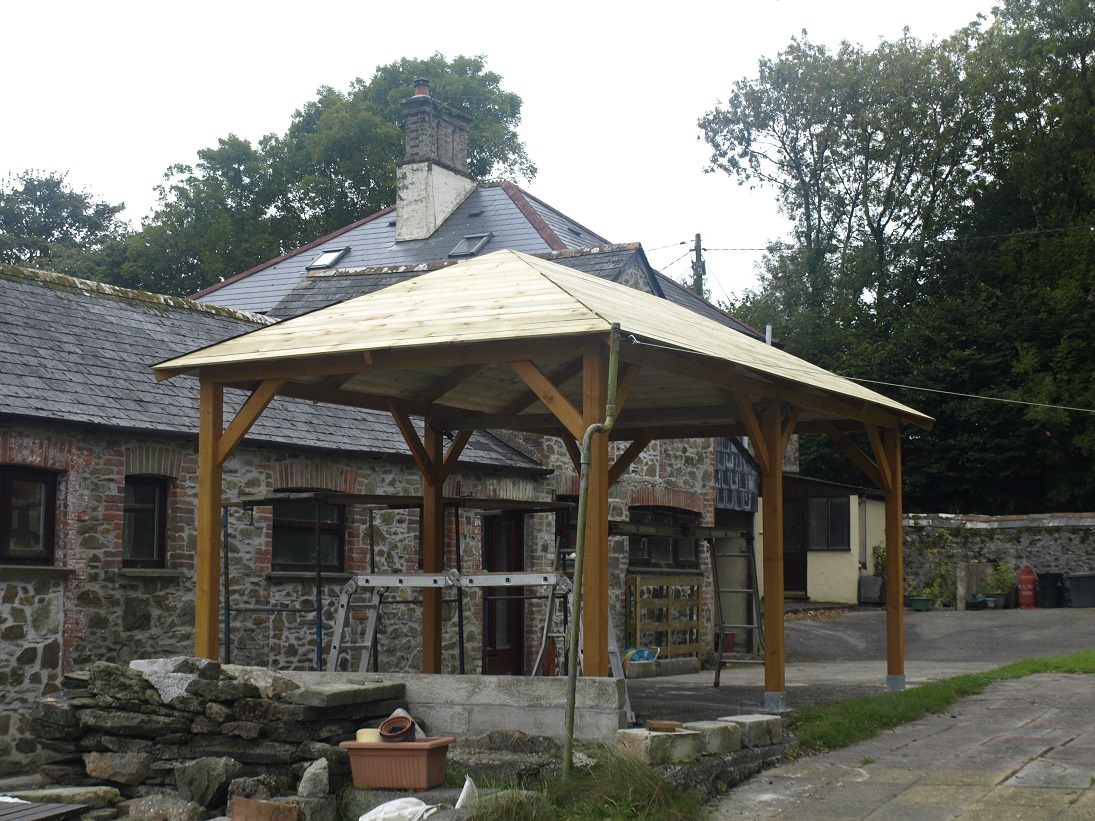 Superior gazebo roof boards being fitted