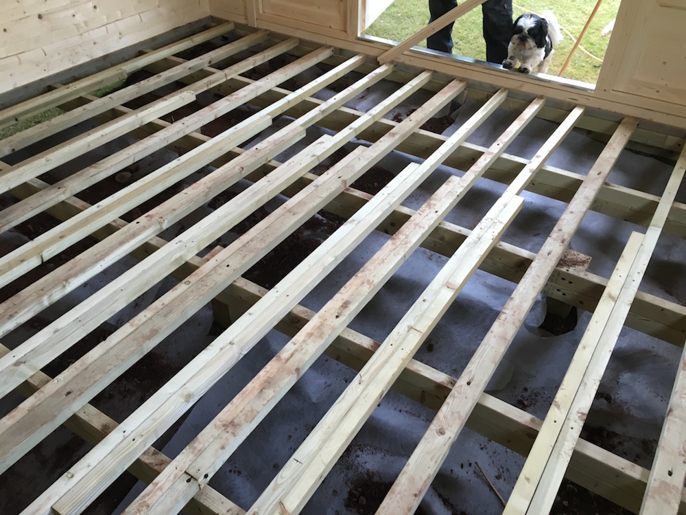 Floor joists on top of the frame