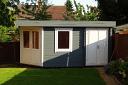 Helge pent roof log cabin with side shed