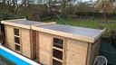 Lianne log cabins being used a pool changing rooms