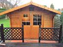 Peter 34mm Log Cabin used as a garden pub