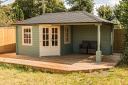 Jannie log cabin and porch area. Our customer has customised the supporting post