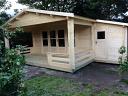 Liverpool log cabin with side shed
