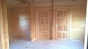 Inside the Kay log cabin, internal doors