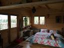 Inside the Henning log cabin- Used as extra accommodation 