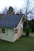 Lola playhouse installed with shingles instead of standard roofing felt.