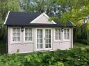 Clockhouse Log Cabin - Treated in a beautiful shade of Lilac