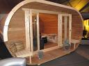 Oval log cabin office