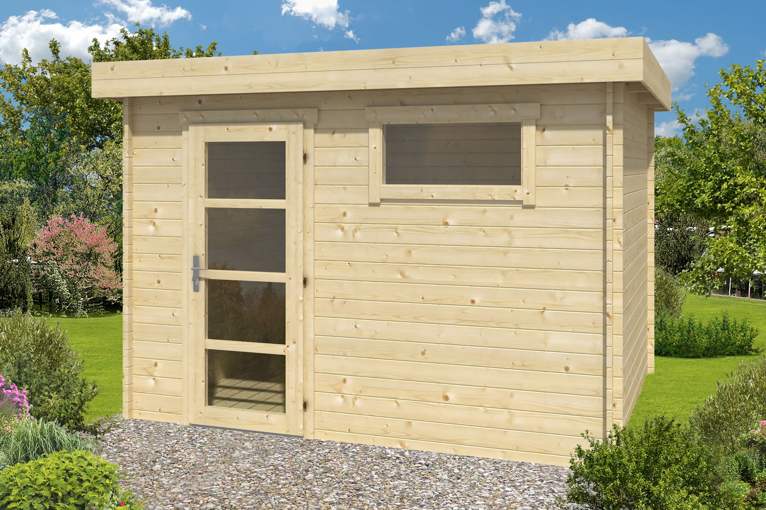 Ultramodern Flat Roof Log Cabin 3.2x2.6m