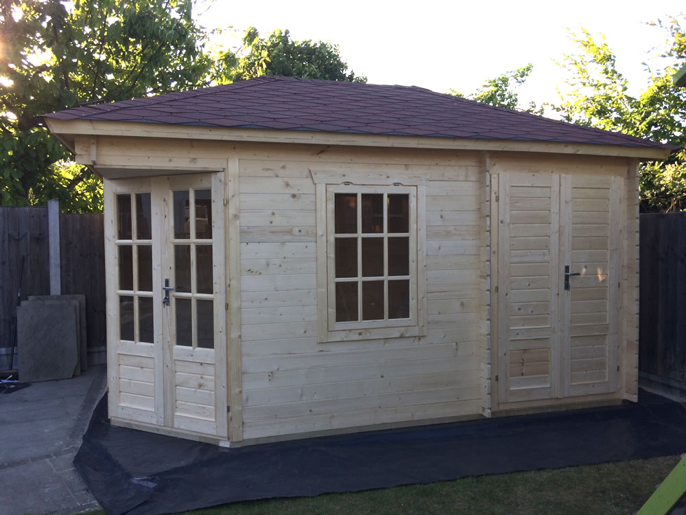 sigrid log cabin with shed annexe 3x4.4m